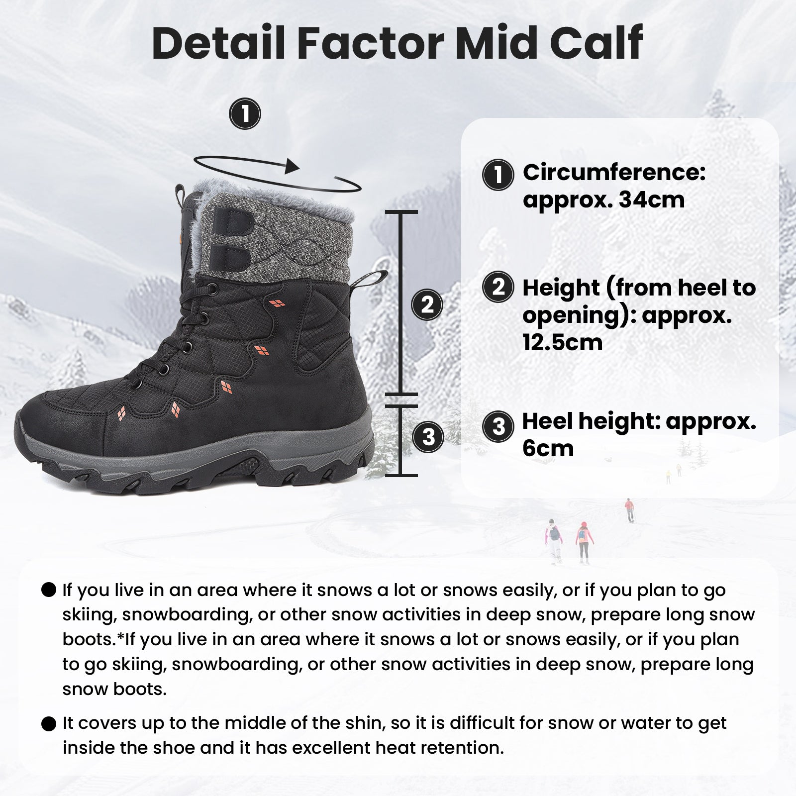 Supmix Snow Boots Mens Winter Boots Walking Boots Warm Fur Lined Snow Shoes Ankle Boots Mid Calf Non-Slip Lightweight Sports Outdoor Trekking Hiking Boots