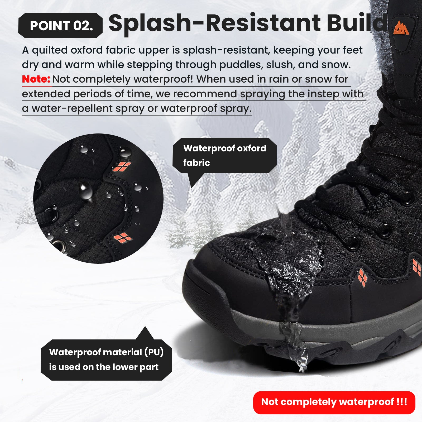 Supmix Snow Boots Mens Winter Boots Walking Boots Warm Fur Lined Snow Shoes Ankle Boots Mid Calf Non-Slip Lightweight Sports Outdoor Trekking Hiking Boots