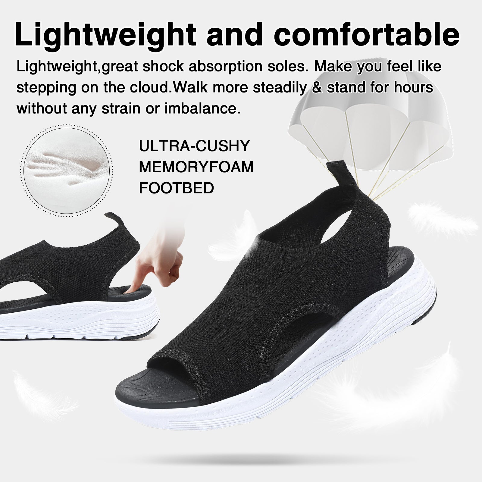 Supmix Sandals Womens Summer Washable Slingback Orthopedic Slide Sport Sandals With Arch Support Platform Wedge Sandals Walking Sandals Beach Water Shoes Casual Thick Bottom Comfy Knit Sandals