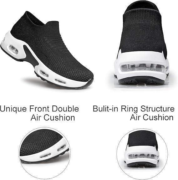 HeatNest Women's Walking Shoes Slip-on - Sock Sneakers Ladies Nursing Work Air Cushion Mesh Casual Running Jogging Shoes