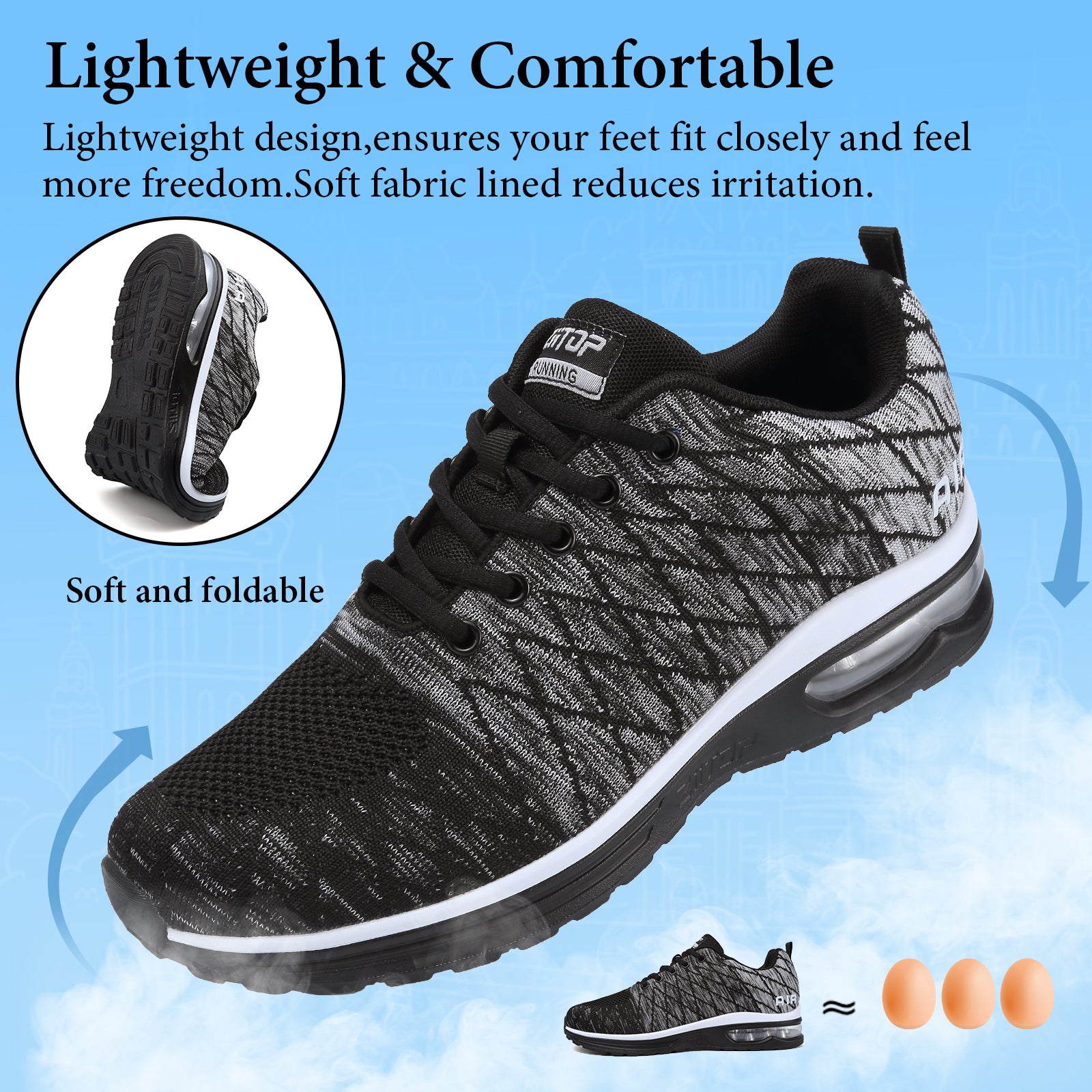 Maxome Trainers Mens Running Shoes Air Cushion Sports Shoes Casual Walking Shoes Fashion Ligthweight Breathable Athletic Sneakers Tennis Workout Gym Jogging Shoes