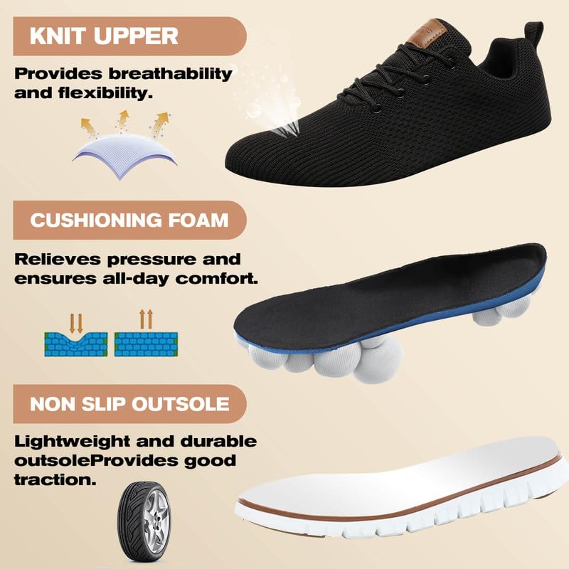 Hanani Men's Running Walking Shoes Fashion Sneakers Mesh Dress Shoes Business Oxfords Shoes Lightweight Casual Breathable Work Formal Shoes