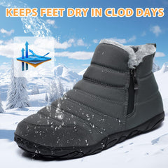 GoodValue Men Barefoot Winter Boots Snow Minimalist Zero Drop Boots Zipper Ankle Boots Wide Toe Box Sneakers Workout Footwear Shoes Boots